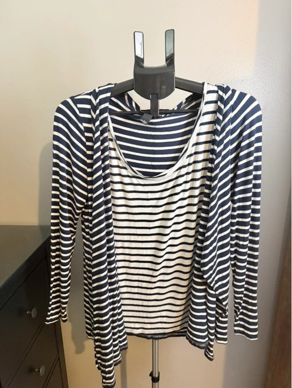 INC International Concepts Large Navy Stripe Layered Look Top